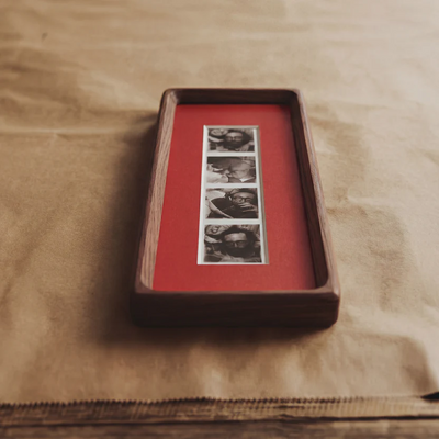 Orvienne Bevelled Walnut Photobooth Frame - Red mount
